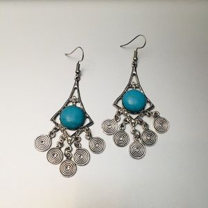 Antique bohemian turquoise stone earrings